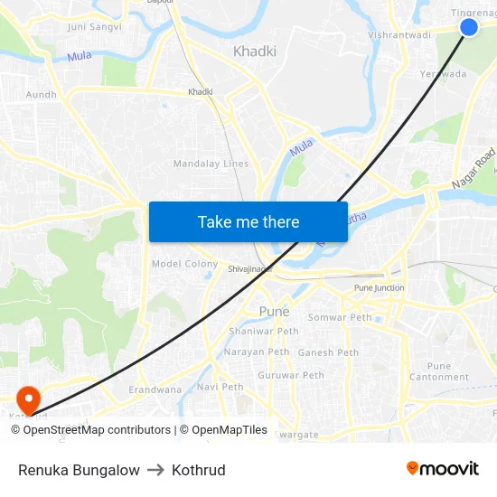 Renuka Bungalow to Kothrud map