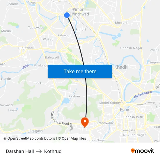 Darshan Hall to Kothrud map