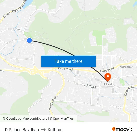 D Palace Bavdhan to Kothrud map