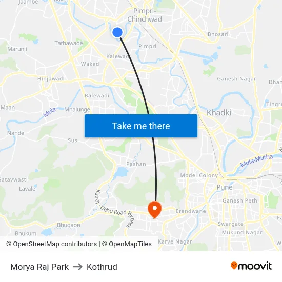 Morya Raj Park to Kothrud map
