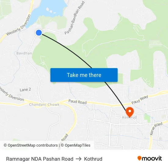 Ramnagar NDA Pashan Road to Kothrud map