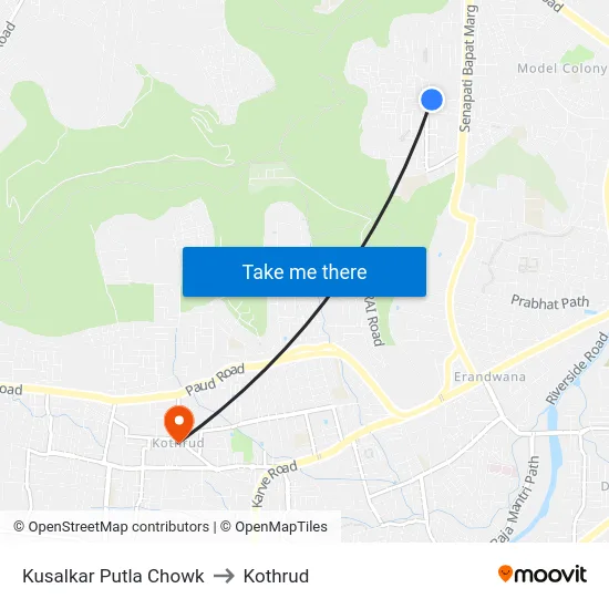 Kusalkar Putla Chowk to Kothrud map