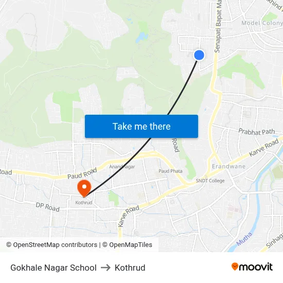 Gokhale Nagar School to Kothrud map