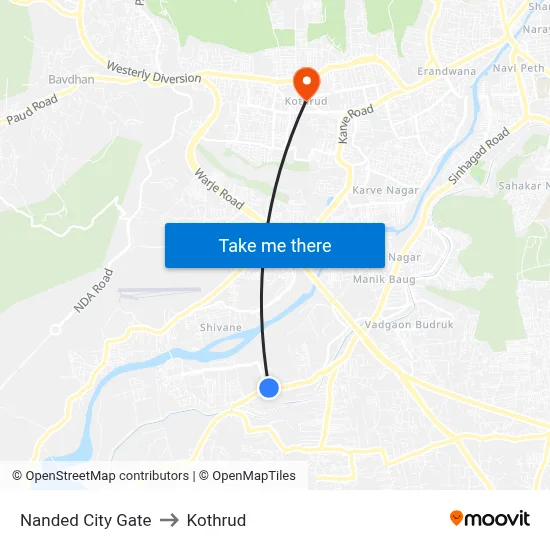 Nanded City Gate to Kothrud map
