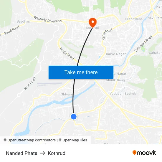 Nanded Phata to Kothrud map