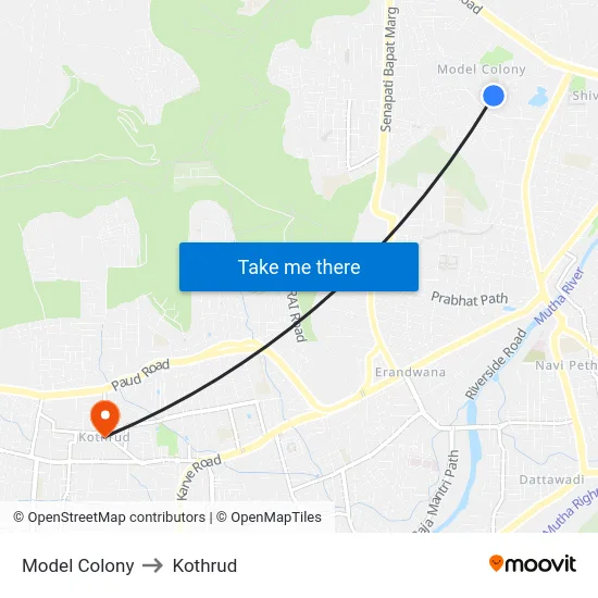 Model Colony to Kothrud map