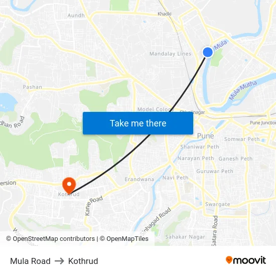 Mula Road to Kothrud map