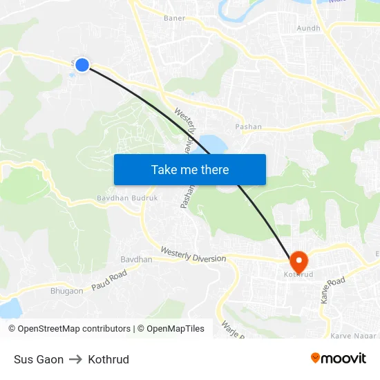 Sus Gaon to Kothrud map
