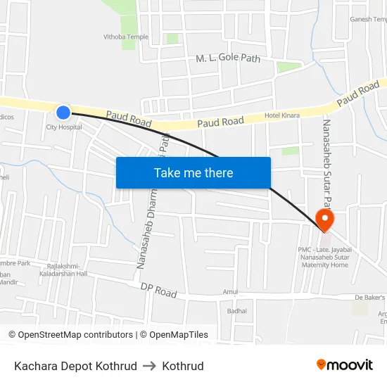 Kachara Depot Kothrud to Kothrud map