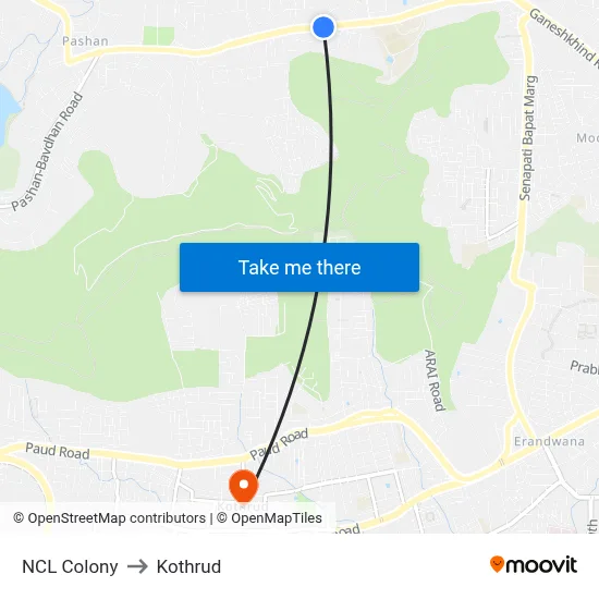 NCL Colony to Kothrud map