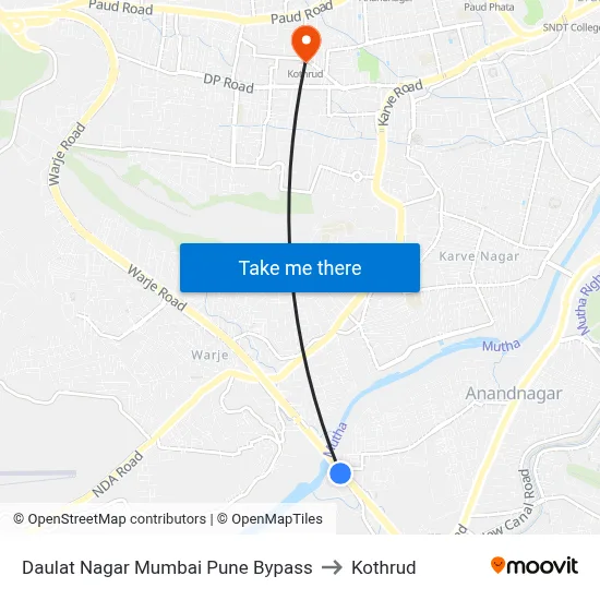 Daulat Nagar Mumbai Pune Bypass to Kothrud map