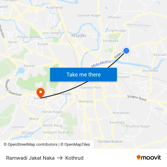 Ramwadi Jakat Naka to Kothrud map