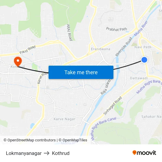 Lokmanyanagar to Kothrud map