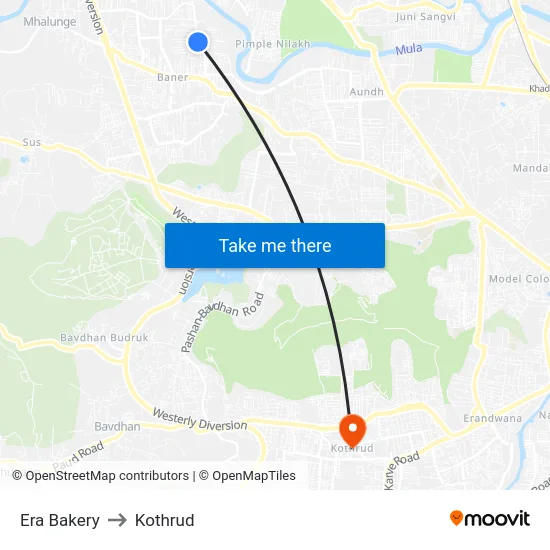 Era Bakery to Kothrud map