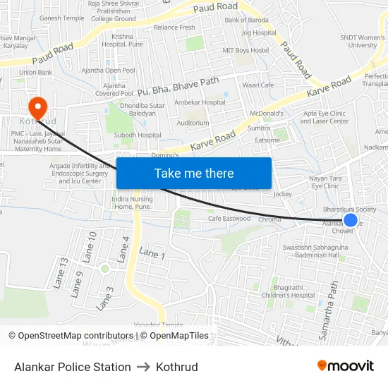 Alankar Police Station to Kothrud map