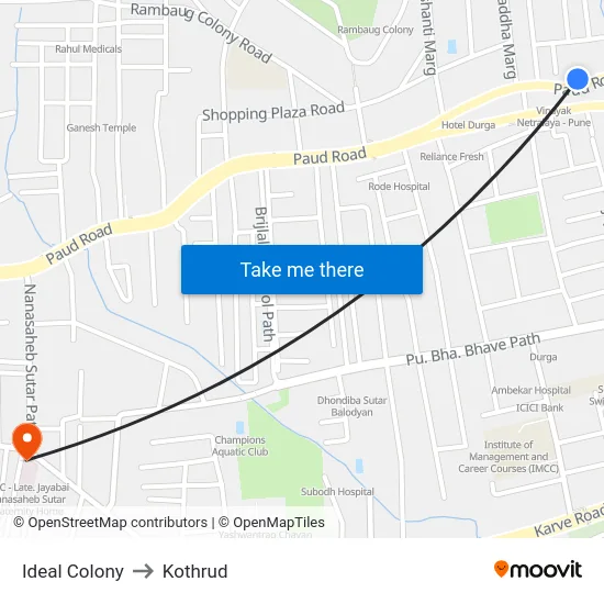 Ideal Colony to Kothrud map