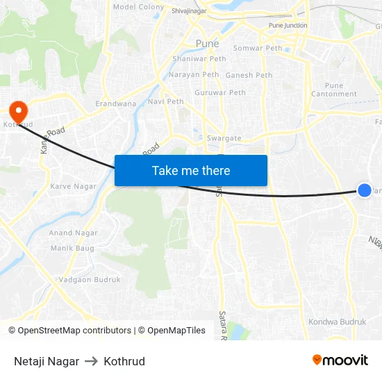 Netaji Nagar to Kothrud map