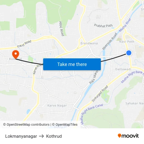 Lokmanyanagar to Kothrud map