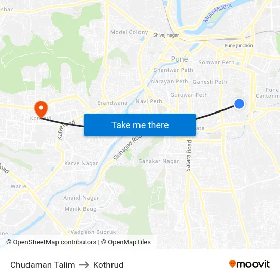 Chudaman Talim to Kothrud map