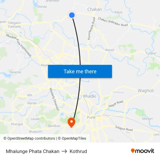 Mhalunge Phata Chakan to Kothrud map