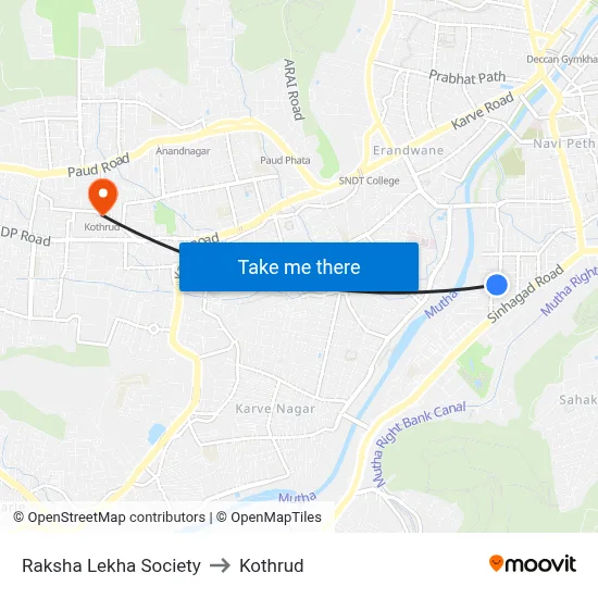 Raksha Lekha Society to Kothrud map