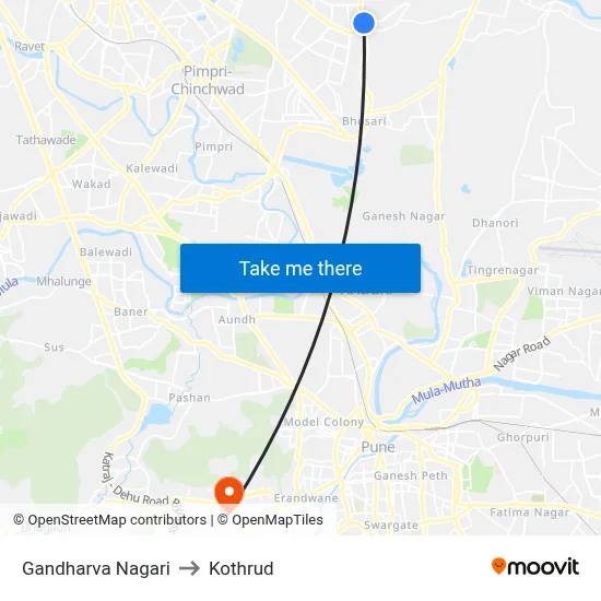 Gandharva Nagari to Kothrud map