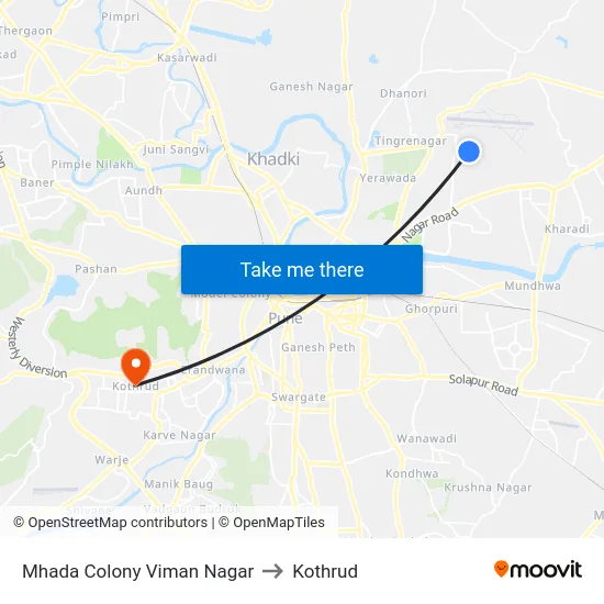 Mhada Colony Viman Nagar to Kothrud map