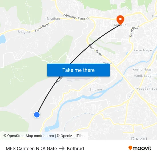 MES Canteen NDA Gate to Kothrud map