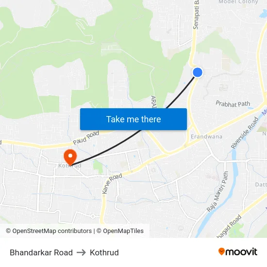 Bhandarkar Road to Kothrud map