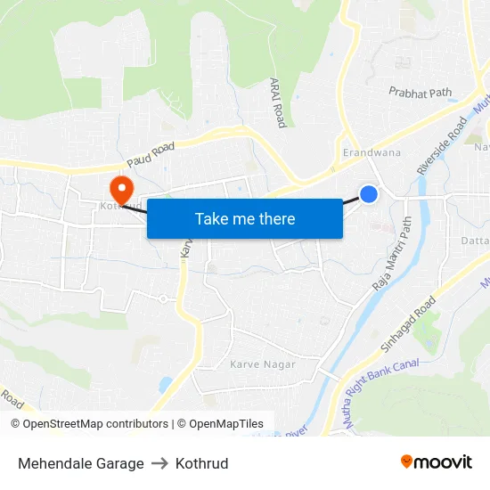 Mehendale Garage to Kothrud map