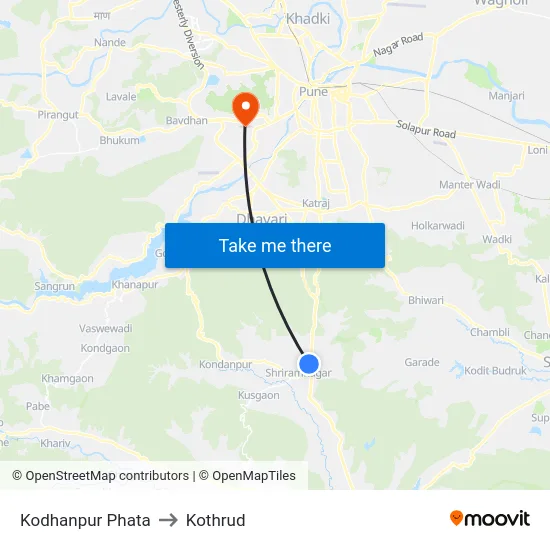 Kodhanpur Phata to Kothrud map