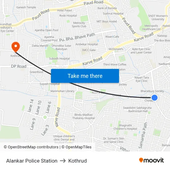 Alankar Police Station to Kothrud map