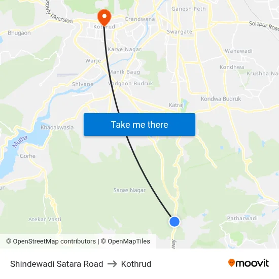 Shindewadi Satara Road to Kothrud map