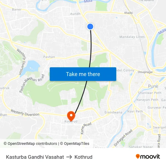 Kasturba Gandhi Vasahat to Kothrud map
