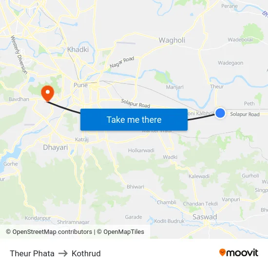 Theur Phata to Kothrud map