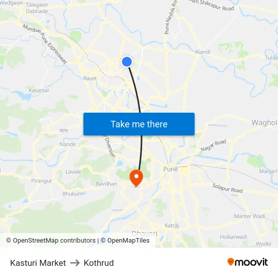 Kasturi Market to Kothrud map