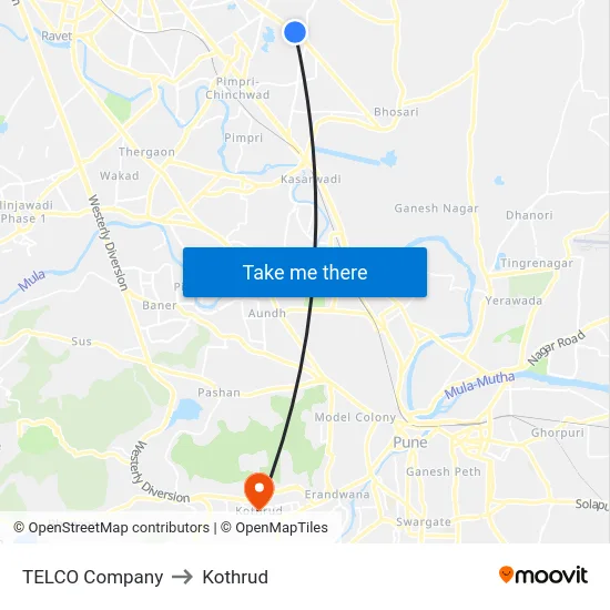 TELCO Company to Kothrud map