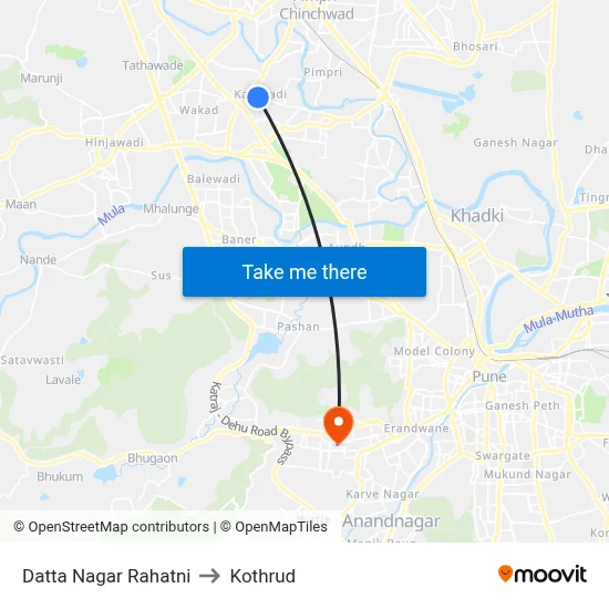 Datta Nagar Rahatni to Kothrud map