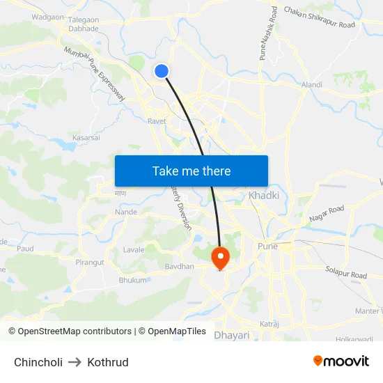 Chincholi to Kothrud map