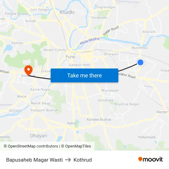 Bapusaheb Magar Wasti to Kothrud map