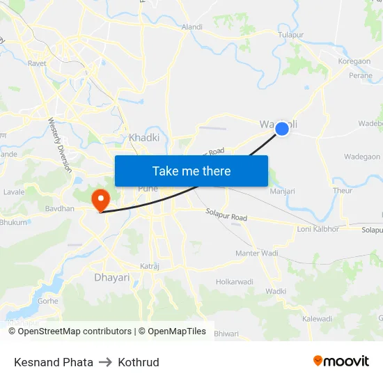 Kesnand Phata to Kothrud map