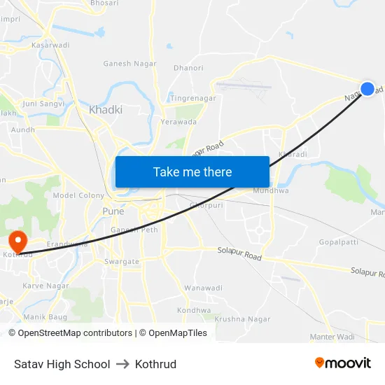 Satav High School to Kothrud map
