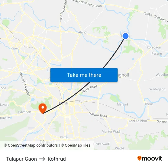 Tulapur Gaon to Kothrud map