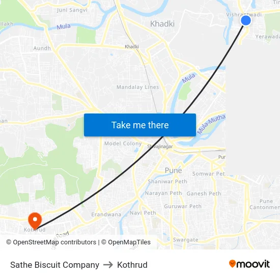 Sathe Biscuit Company to Kothrud map