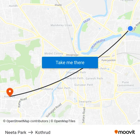 Neeta Park to Kothrud map