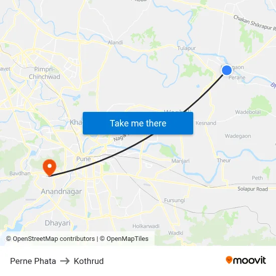 Perne Phata to Kothrud map