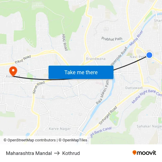 Maharashtra Mandal to Kothrud map