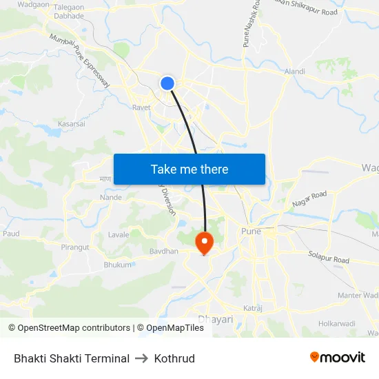 Bhakti Shakti Terminal to Kothrud map