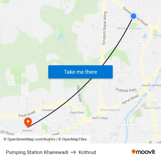 Pumping Station Khairewadi to Kothrud map