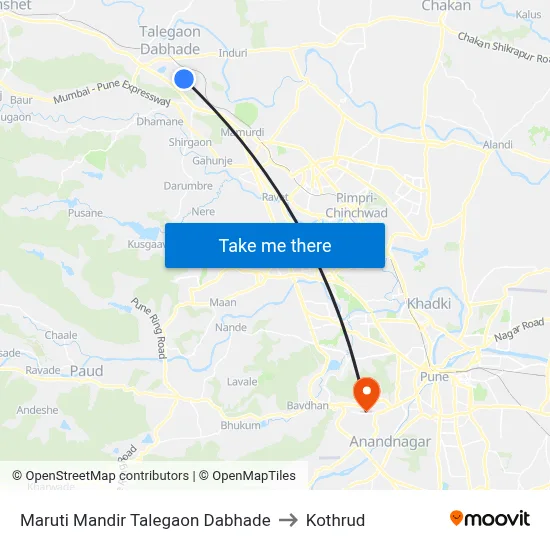 Maruti Mandir Talegaon Dabhade to Kothrud map